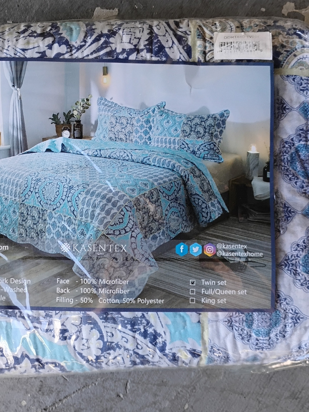 Twin Blue and Teal Microfiber Quilt Set